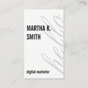 Large Vertical Cursive Text / White Business Card