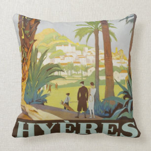 Large Vintage 1925 French Riviera - Hyeres pillow