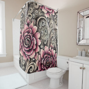 Large Vintage Gothic Pink Flower Pattern