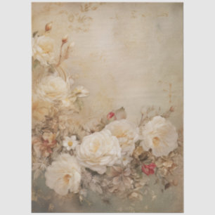 Large Vintage Inspired Elegant Red & White Roses Tissue Paper