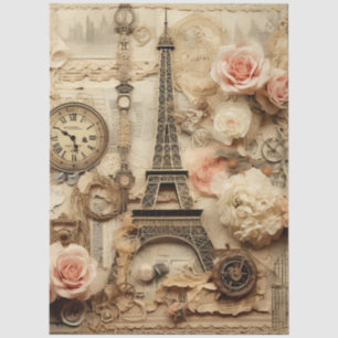 Large Vintage Inspired Floral Eiffel Tower  Tissue Paper