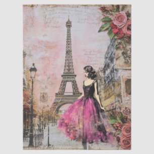 Large Vintage Inspired Girl In Paris Tissue Paper