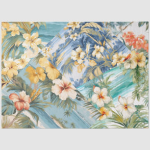 Large Vintage Inspired Ocean Floral Decoupage Tissue Paper