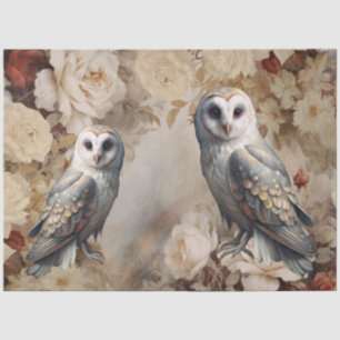 Large Vintage Inspired Victorian Era Roses & Owls Tissue Paper