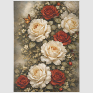 Large Vintage Inspired Victorian Era Roses Tissue Paper