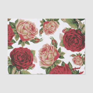 Large Vintage Style Floral Red and Pink Rose Tissue Paper