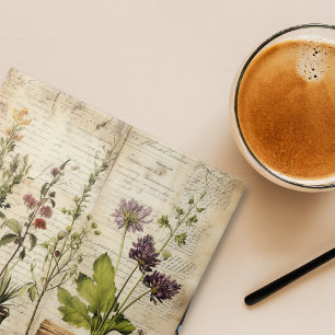 Large Vintage Watercolor Natural Wildflower Tile