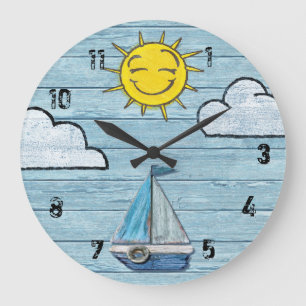 Large wall clock Driftwood Beach with numbers.