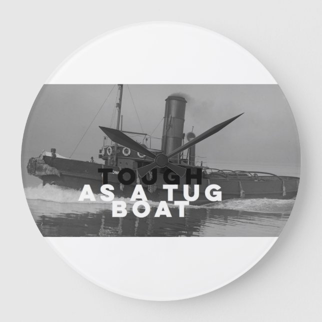 Large Wall Clock Tough As A Tugboat (Front)