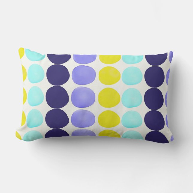 Large watercolor dots lumbar pillow (Front)