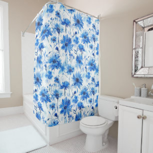 Large Watercolor Style Cornflower Type Blue Flower