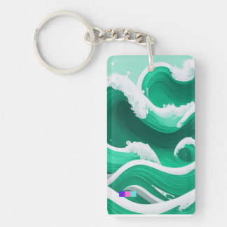 LARGE WAVE KEY HOLDER OF EMERALD GREEN KEYCHAIN