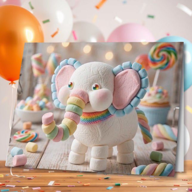 Large Whimsical Elephant Personalized Birthday   Card (Creator Uploaded)