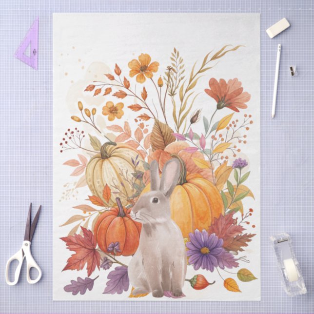 Large Whimsical Watercolor Fall Wildflowers  Tissue Paper (Craft)