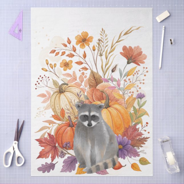 Large Whimsical Watercolor Fall Wildflowers  Tissue Paper (Craft)