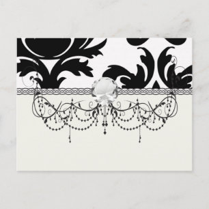 large white and black bold damask postcard