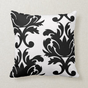 large white and black bold damask throw pillow