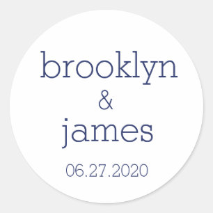 Large White And Blue Modern Wedding Stickers
