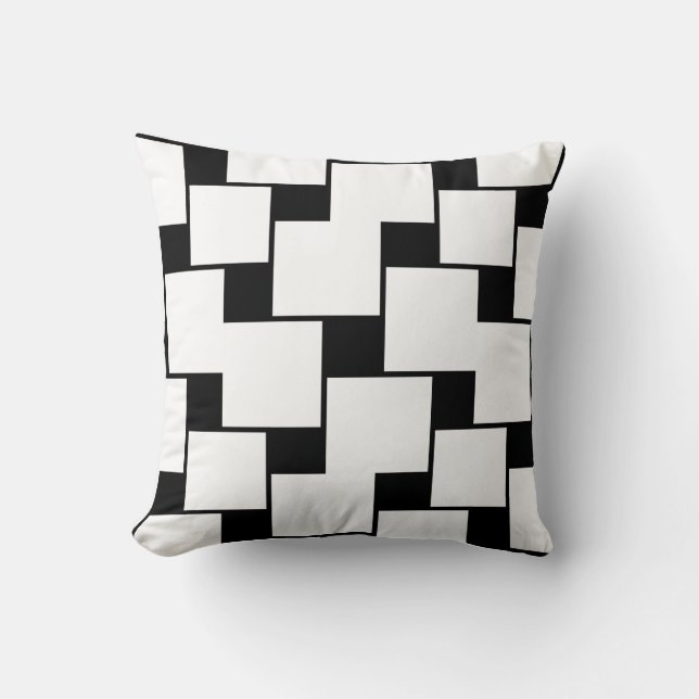 Large White and Small Black Squares Throw Pillow (Front)