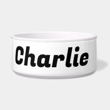 Large white custom dog bowl