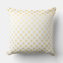 Large white dots and rhomb | Gold and White Pillow
