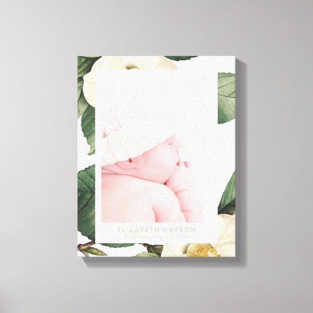 Large White Floral Frame Canvas Print (Front)