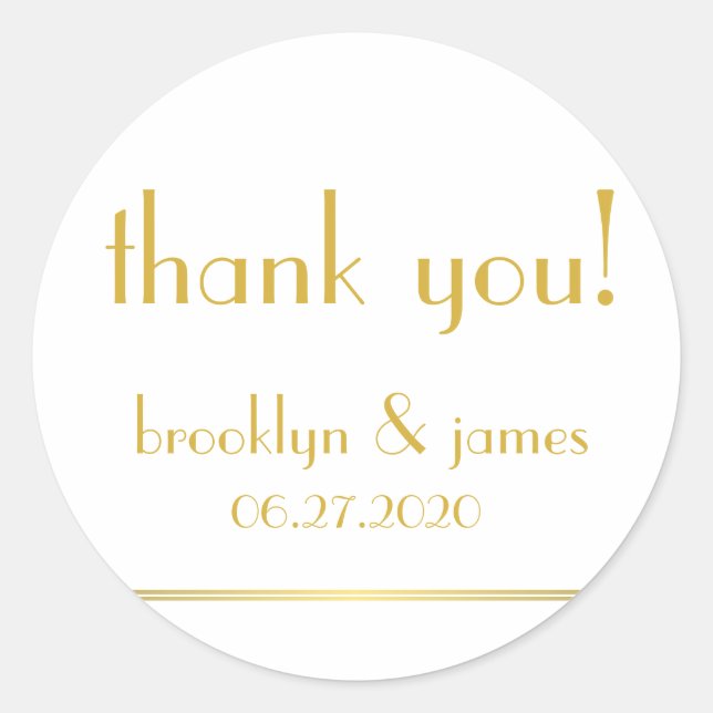 Large White Golden Great Gatsby Wedding Stickers (Front)