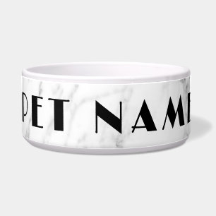 Large white marble stone pet bowl for dog or cat