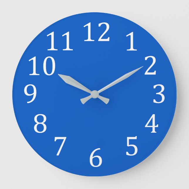 Large White Numbers on Plain Blue Wall Clocks (Front)