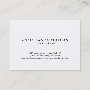 Large White Plain Modern Consultant Business Card