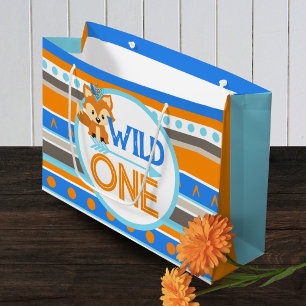 Large Wild One Woodland Fox 1st Birthday Gift Bag