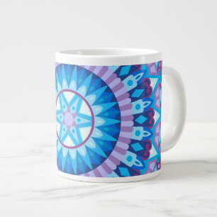 Large Winter Mandala Blue Snowflake Pattern Cozy Coffee Mug