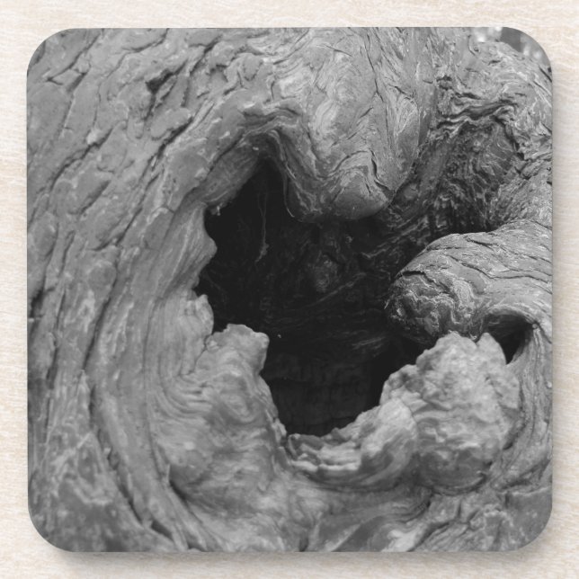 Large Wood knot Hole Image Hard plastic coaster (Front)