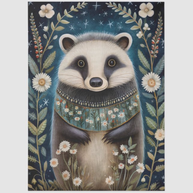 Large Woodland Forest Creature  Florals Decoupage  Tissue Paper (Front)