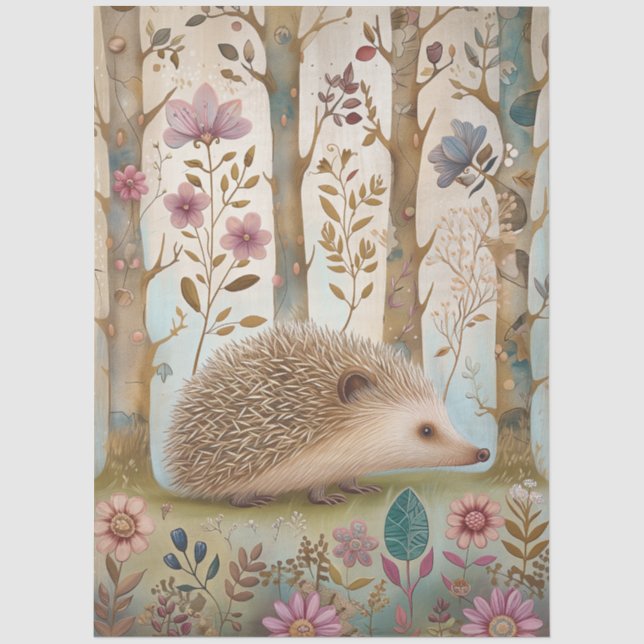 Large Woodland Forest Florals & Possum Decoupage  Tissue Paper (Front)