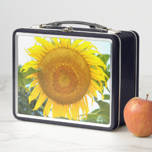 Large Yellow Sunflower Floral Metal Lunch Box