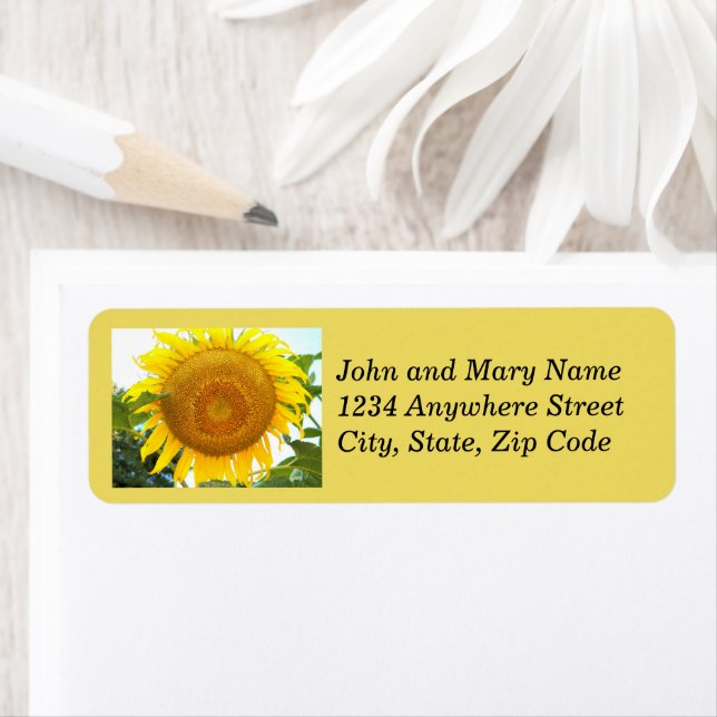 Large Yellow Sunflower Floral Return Address (Insitu)