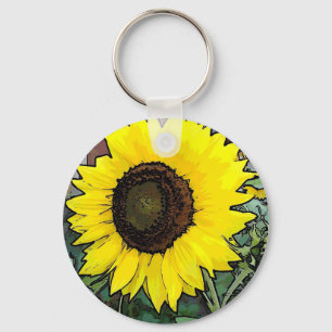 Large Yellow Sunflower Keychain