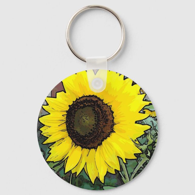 Large Yellow Sunflower Keychain (Front)