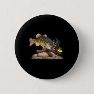 Largemouth B And Fishing Lure Fisherman  2 Inch Round Button