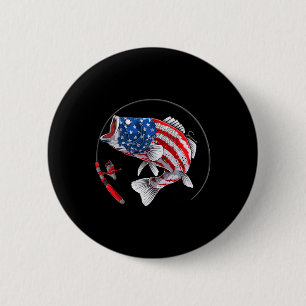 Largemouth B Fish Usa American Flag Fishing  2 Inch Round Button