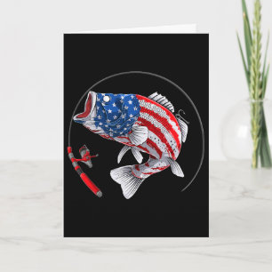 Largemouth B Fish Usa American Flag Fishing  Card