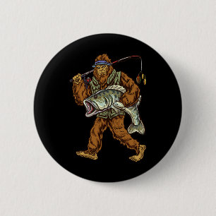 Largemouth B Fishing Bigfoot Fisherman 1 2 Inch Round Button