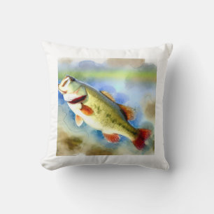 Largemouth Bass 200824AREF147 - Watercolor Throw Pillow