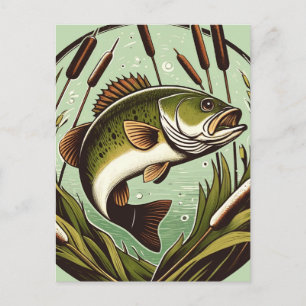 Largemouth Bass angler Fisherman Father's day Postcard