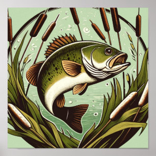 Largemouth Bass angler Fisherman Father's day      Poster