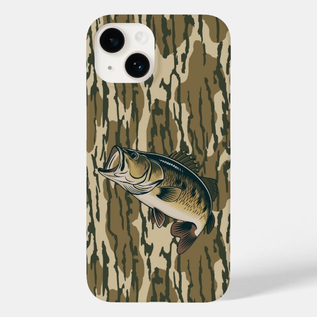 Largemouth Bass Bottomland Camo Bass Fishing Men Case-Mate iPhone Case (Back)