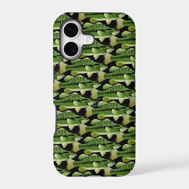 Largemouth Bass Camo Pattern on black (Back)