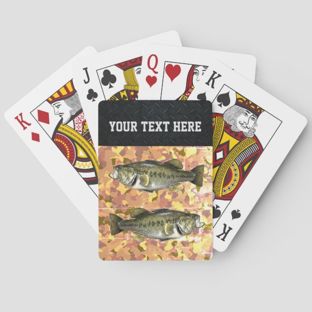 Largemouth Bass Cool Camo Fishing Custom  Playing Cards (Back)