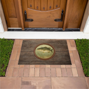 Largemouth Bass Dark Wood Door Mat